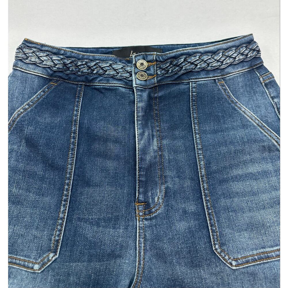 NWT La Joie Braided Waist Flare Jeans Size 10 Medium Wash Boho Wide Leg Denim - Picture 6 of 15